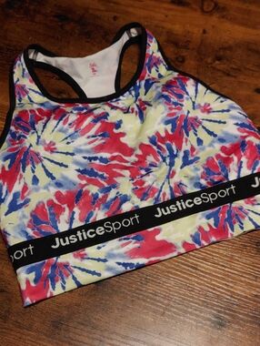 NWOT Justice size 36 Colorful Tye Dye Padded Wirefree Sports Bra